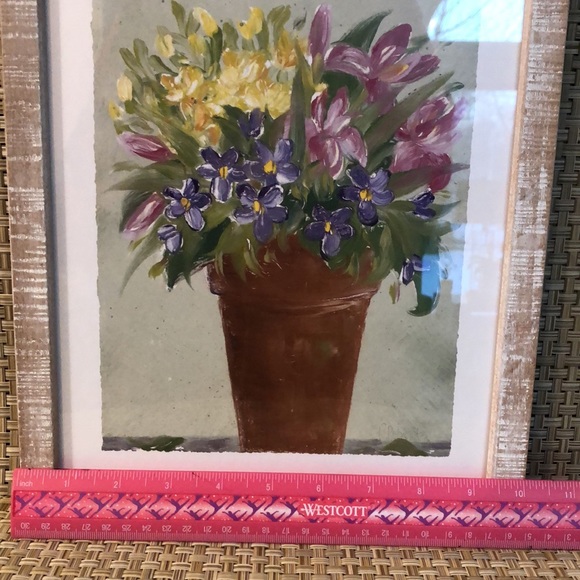 Wood Framed Spring Floral Bouquet In Vase Picture - Picture 12 of 12